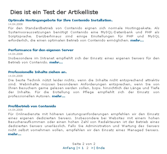 Artikelliste ... :)