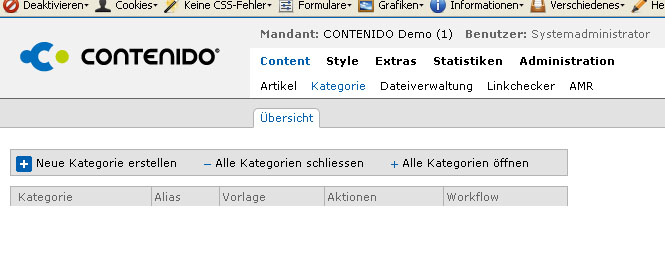 Keine Anzeige von Kategorien