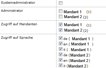 Mandanten/Sprachenkonfiguration